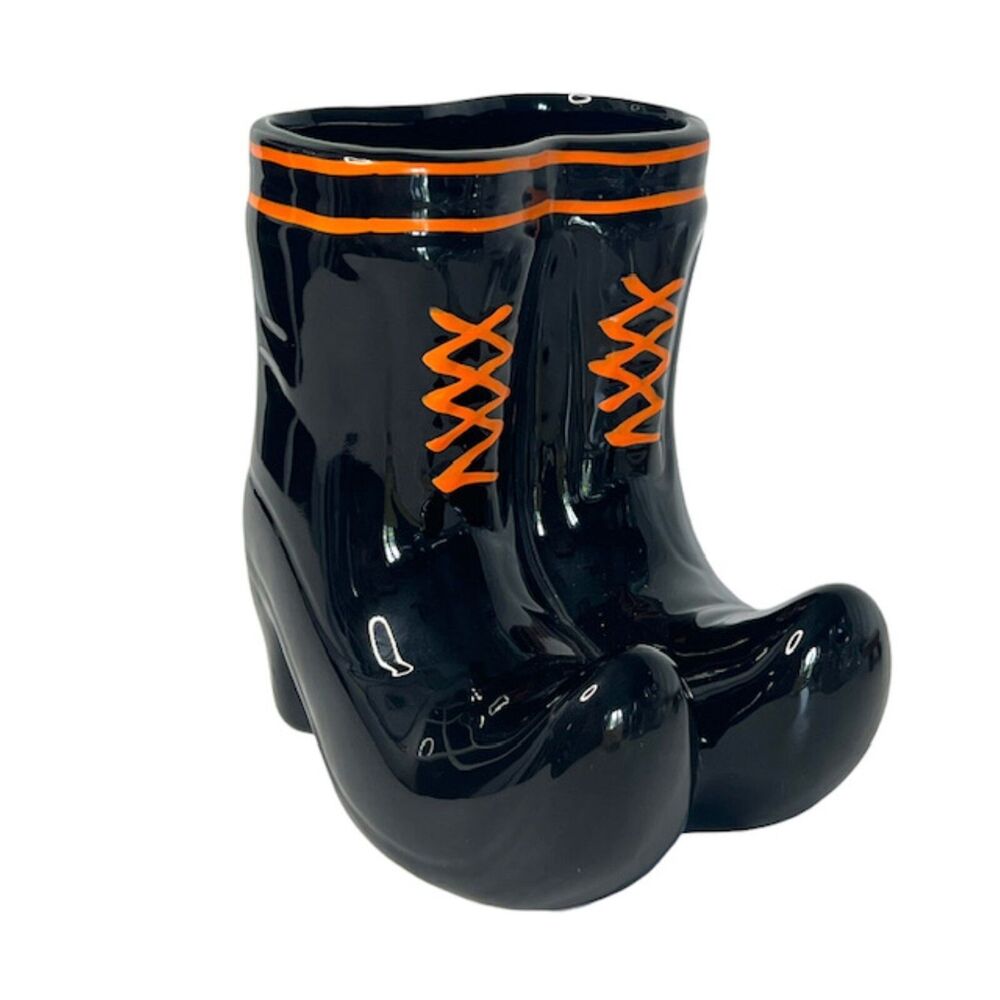 Halloween Figural Witch's Shoes Shaped Vase Witchy Decor